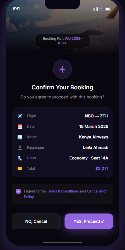 WanderLust booking confirmation with the trip details.